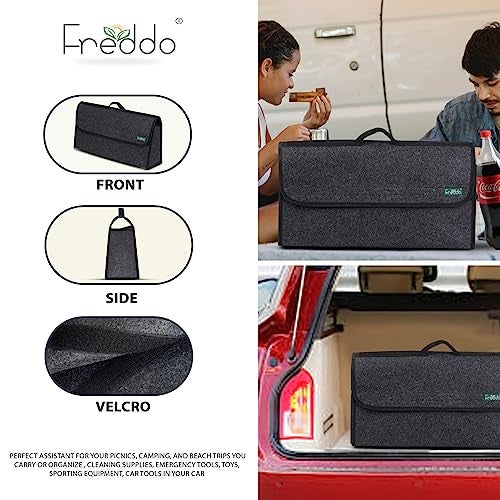 FREDDO Car Trunk Organizer | Foldable Car Boot Storage Organizer for Tools, Accessories & Groceries | Heavy Duty, Multi-Compartment | SUV & Hatchback Compatible | Standard - Black - Image 4