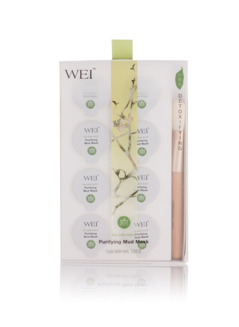 Golden Root Purifying Face Mask with Brush 8 ml x 8 For All Skin Types