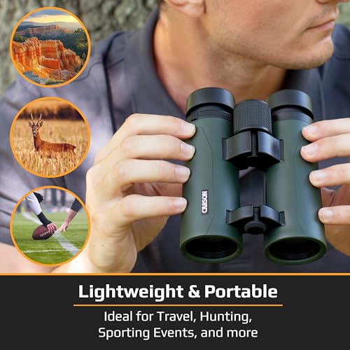 Carson مناظير كارسن RD Series 10x50mm ذات الجسر المفتوح مقاومة للماء عالية الدقة بحجم كامل، أخضر، XX-Large - Image 5