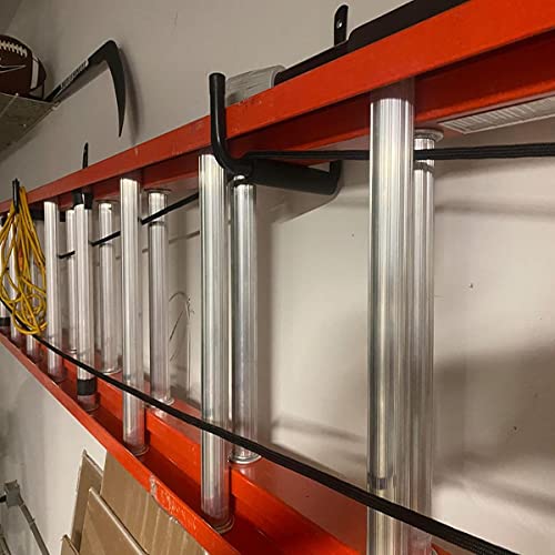 Naikozmo 8 Pack Wall Mount Storage Hooks, 9.6IN Garage Utility Hanger for Ladder, Hold Chairs, Garden Tool, Hose, Bike Black +Red 9.6Inch x 8.8Inch - Image 3