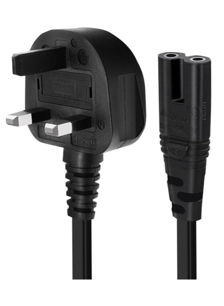Figure 8 Power Cord - 2 Pin IEC C7 Universal UK Plug Power Cable for PS4 PS5 Xbox Samsung LG Philips Toshiba Sony Sharp Panasonic HP LED Flat TV UK Wall Cable. - Image 1