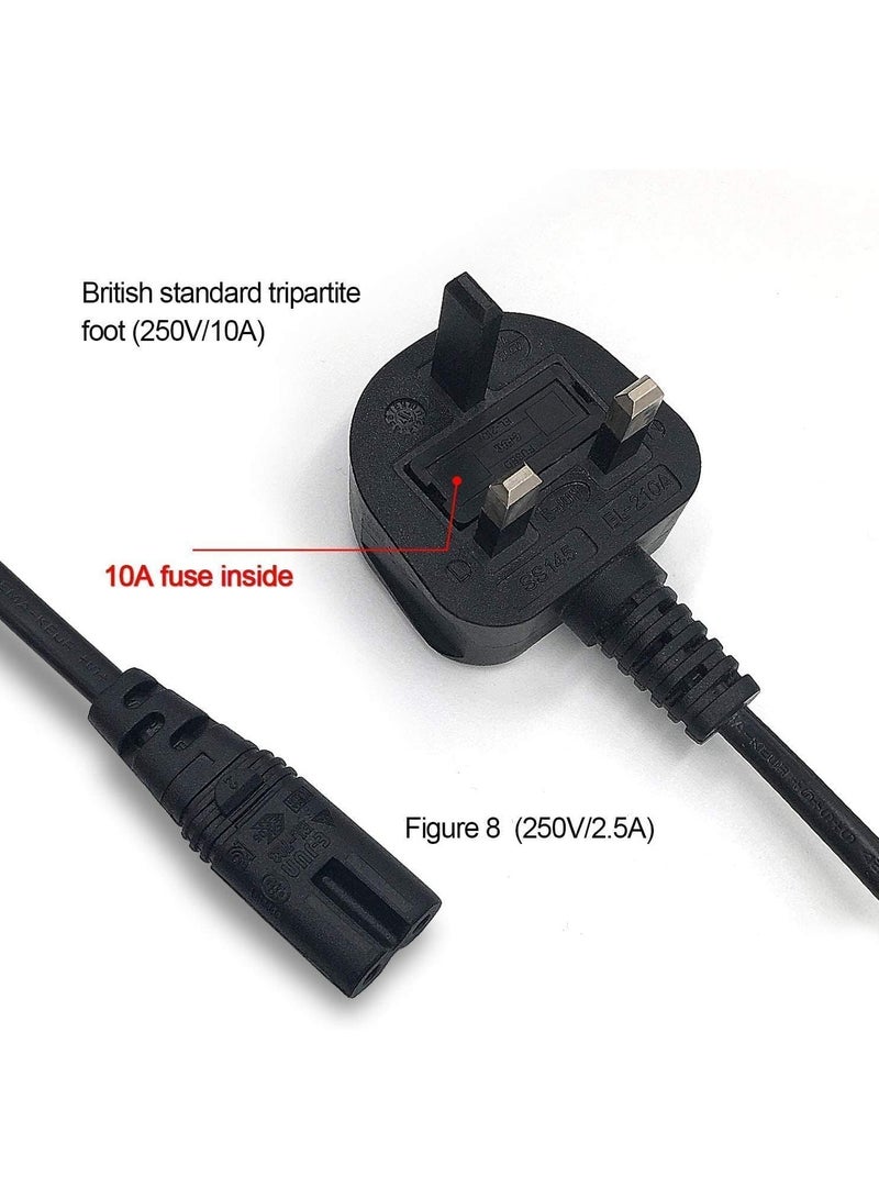 Figure 8 Power Cord - 2 Pin IEC C7 Universal UK Plug Power Cable for PS4 PS5 Xbox Samsung LG Philips Toshiba Sony Sharp Panasonic HP LED Flat TV UK Wall Cable. - Image 2