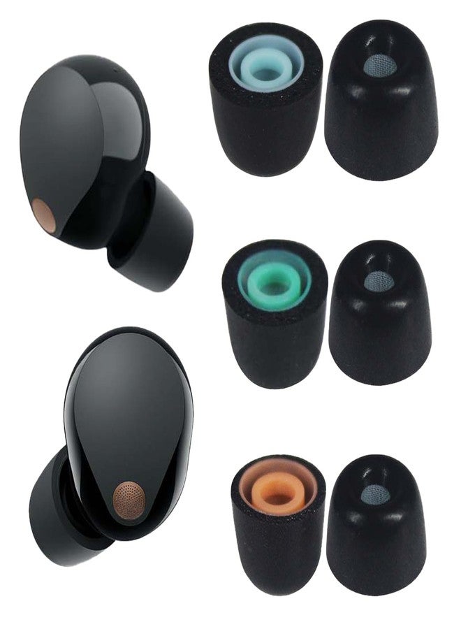 Adhiper Foam Eartips for Sony WF-1000XM5 Headphones,S/M/L 3 Sizes 3 Pairs Polyurethane Memory Foam Earbuds Tips,High Sound Insulation and Anti-Slip Ear Tips.