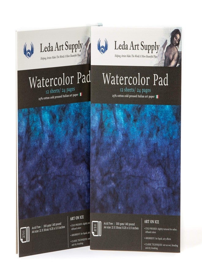 Leda Art Supply Water Color Sketchbook, A4 Cold Press Water Color 140lb Pad, Sketch Book for Artist, Smooth Surface for Art Painting, Drawing, Wet & Mixed Media Pack of 2, Size: 8.3 x 11inches - Image 1
