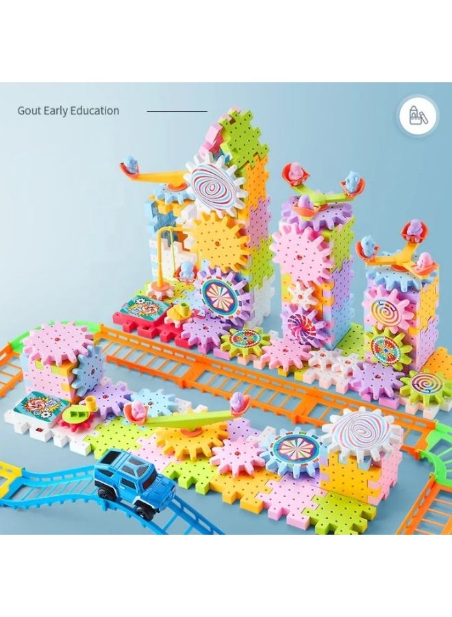 Electric Gear Building Block 83 PCES Toys - Rotating Creative Construction Toy, Motorized Toy Blocks | Portable Educational Gears Building Kit, Safe Design Stem Building Blocks Toys Set for Kids Ages 3+ - Image 3