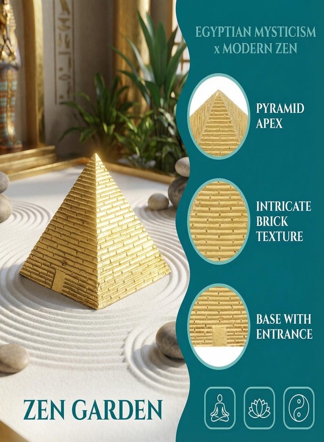 VOSAREA Egyptian Pyramid Statue Mini Resin Pyramid Figurine Sculpture Ancient Egyptian Building Model Egypt Souvenirs for Aquarium Terrarium Zen Sand Table Decor Golden - Image 4