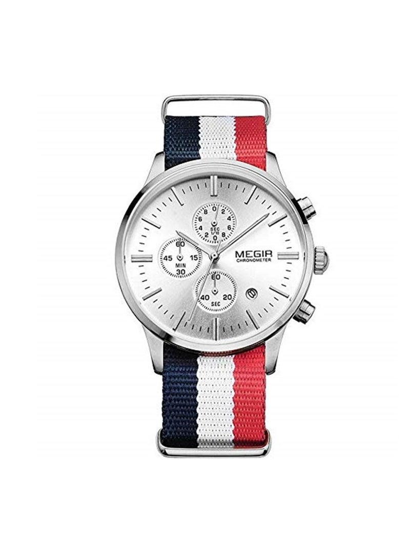 ميجر ساعة قماش أنالوج للرجال بسوارساعة رجالية كوارتز كرونوغراف كلاسيكية متعددة الوظائف - Image 2