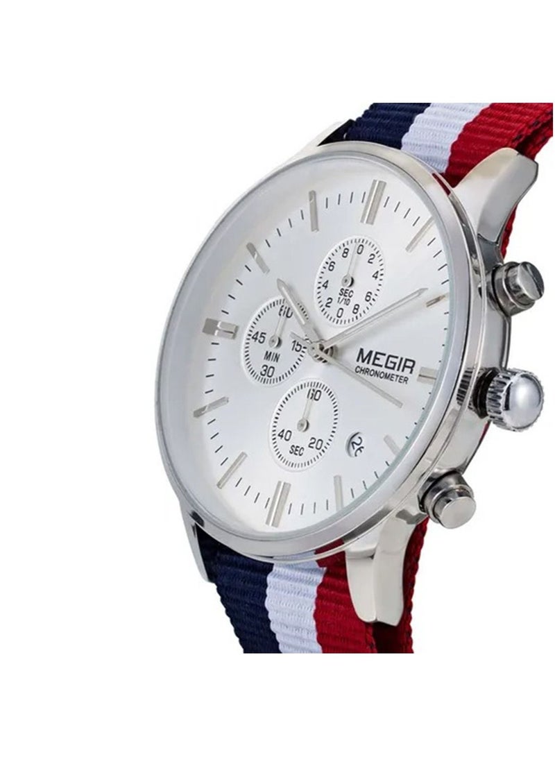 ميجر ساعة قماش أنالوج للرجال بسوارساعة رجالية كوارتز كرونوغراف كلاسيكية متعددة الوظائف - Image 3