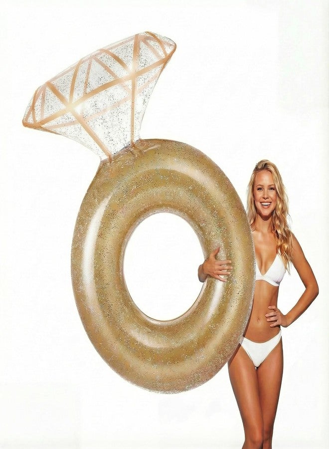 Zeraty Thickened Inflatable Pool Floats Diamond Rings for Adults, Glitter Bachelorette Party Wedding Decorations Bridal Shower Gifts, Engagement Photo Props, Swim Tubes Pool Lounging Supports 265 lbs - Image 1