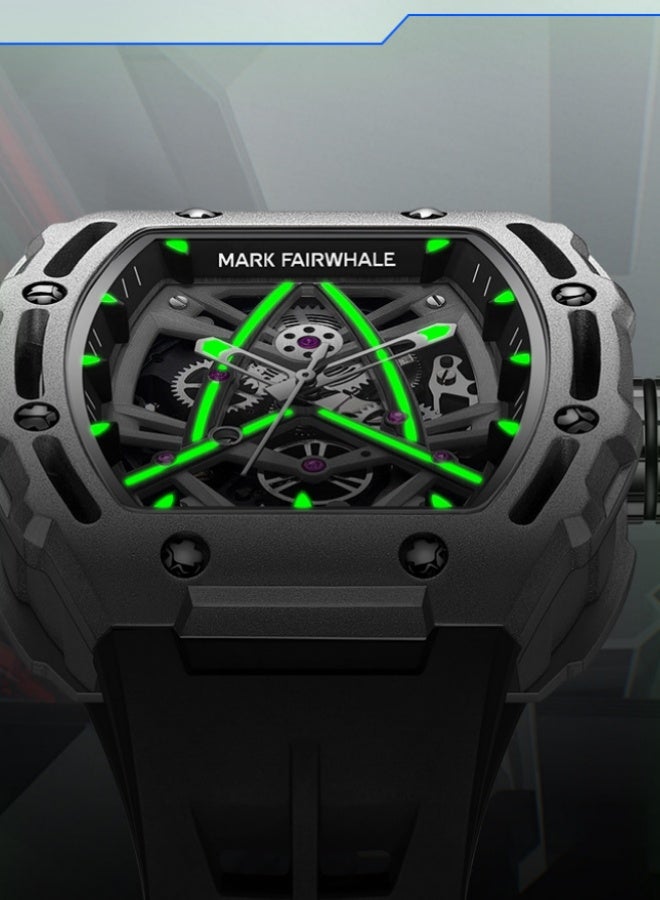 Mark Fairwhale Double-sided Skeleton Tourbillon Waterproof Barrel-shaped Mechanical Watch - Image 4