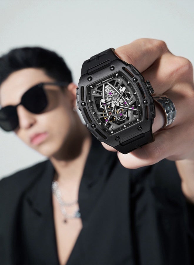 Mark Fairwhale Double-sided Skeleton Tourbillon Waterproof Barrel-shaped Mechanical Watch - Image 2