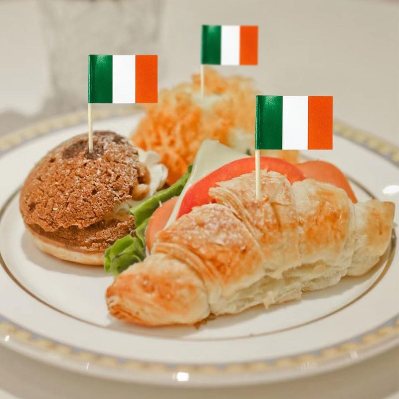 mflagperft Ireland Flag Irish Small Toothpick Mini Stick Flags Decorations (100 pcs) - Image 4
