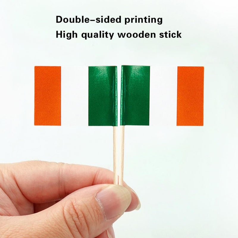 mflagperft Ireland Flag Irish Small Toothpick Mini Stick Flags Decorations (100 pcs) - Image 3