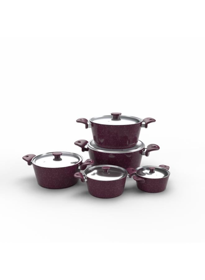 Top Chef Granite 10 pieces set (pot18/20/22/24/28) Burgandy - Image 4