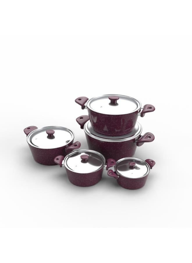 Top Chef Granite 10 pieces set (pot18/20/22/24/28) Burgandy - Image 2