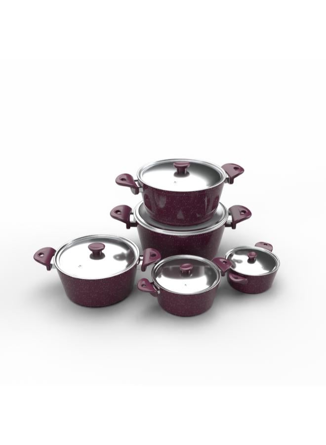 Top Chef Granite 10 pieces set (pot18/20/22/24/28) Burgandy - Image 3