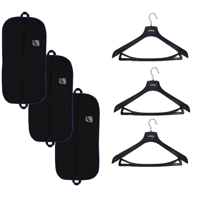 Winberg 3 Pcs Premium Coat Cover with 3 Pcs Hanger combo Pack CH03 Plastic - Image 1