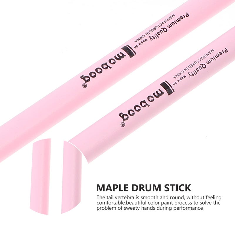 MILISTEN 2 Pairs Maple Wood Drumsticks Maple Percussion Drum Sticks Non Slip Drum Sticks Wood Tip Maplewood Drumstick for Kids Students and Adults, Pink - Image 4