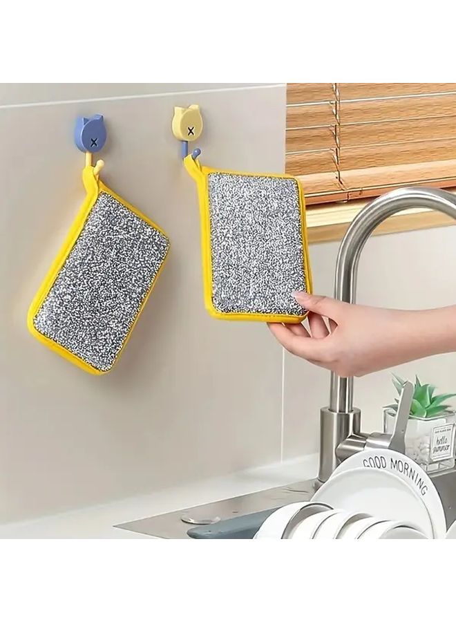 4 Pcs Double Sided Scrubbing Sponges With Yellow Border Glittering Grey And Yellow Scrubbing Pads Durable Ergonomic Dishwashing Sponges For Pots Pans Sinks Stackable Kitchen Cleaning Supplies - Image 3