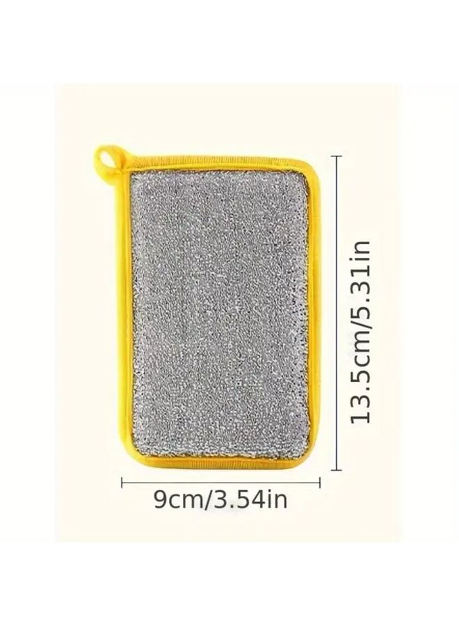 4 Pcs Double Sided Scrubbing Sponges With Yellow Border Glittering Grey And Yellow Scrubbing Pads Durable Ergonomic Dishwashing Sponges For Pots Pans Sinks Stackable Kitchen Cleaning Supplies - Image 2