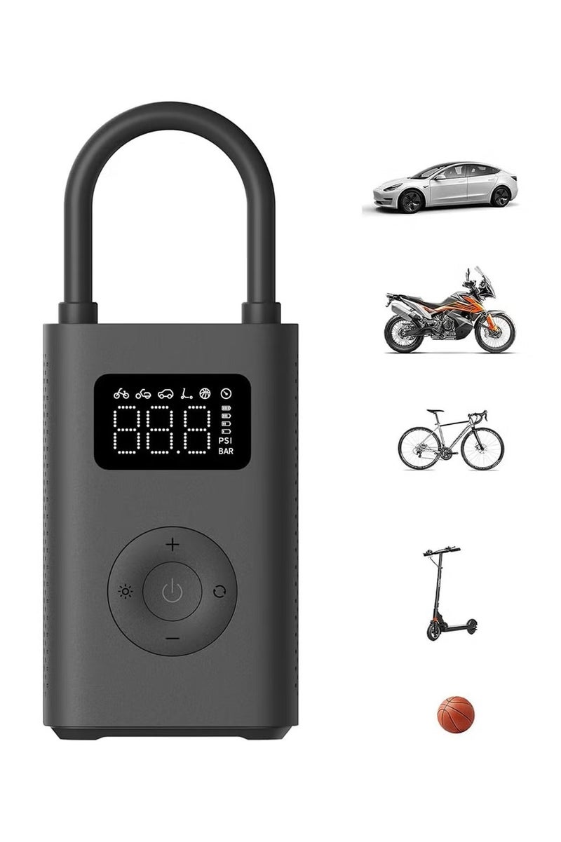 شاومي ضاغط هواء كهربائي محمول 2، مضخة هواء أوتوماتيكية، 150 رطل لكل بوصة مربعة نفخ سريع مع شاشة LCD مزدوجة للسيارة، الدراجة، الدراجة النارية، الكرة، الدراجة، البالون، أسود - Image 1