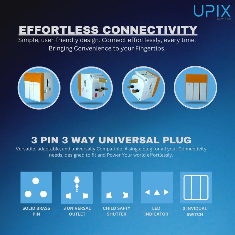 Upix 3 Pin Multi Plug Socket World to UKUAEHong Kong Type G Universal Travel Adapter 5A 250V Does Not Convert Voltage - Image 5