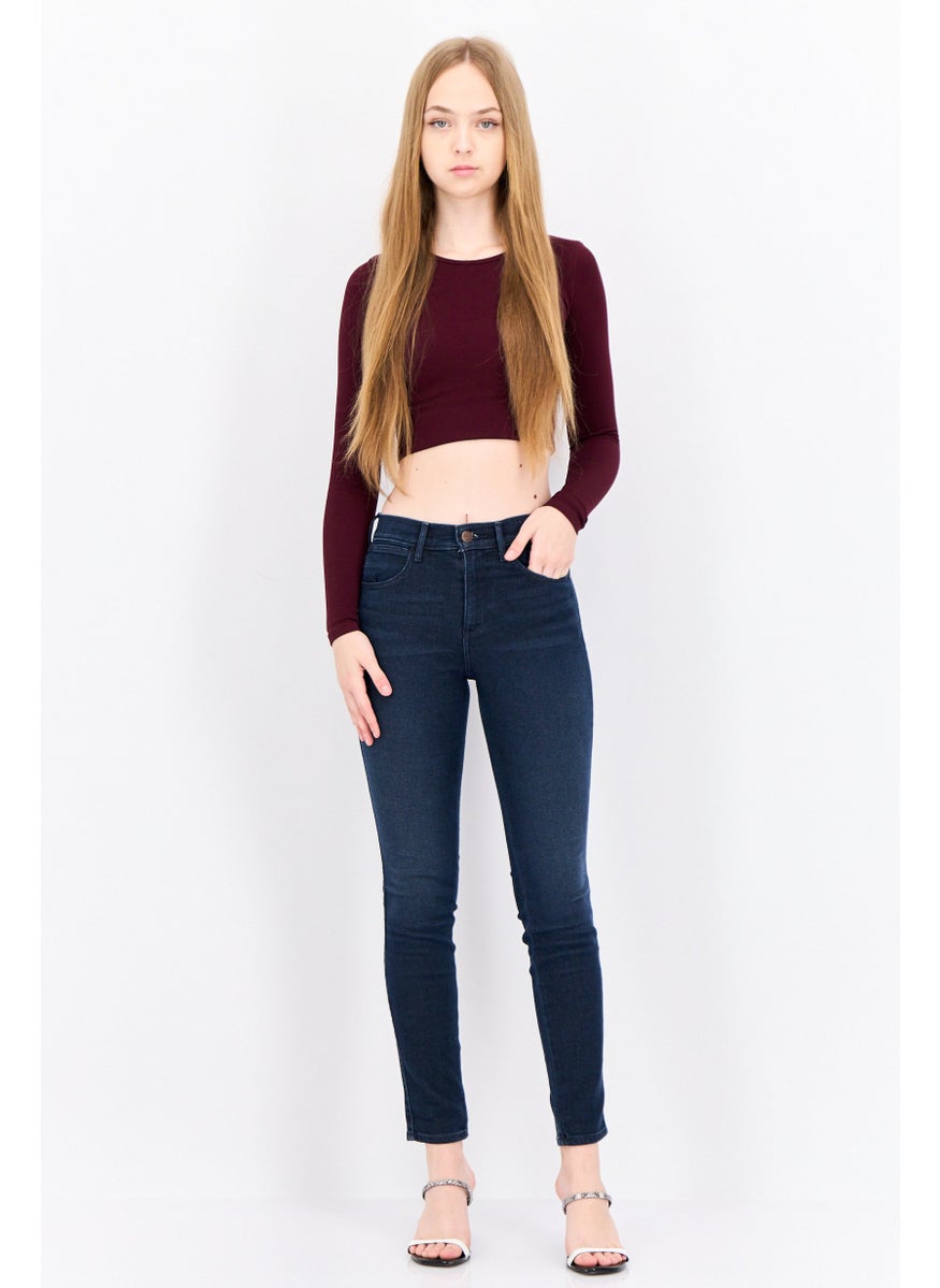 Wrangler - Women Skinny Fit Washed Stretchable Denim, Navy - Image 1