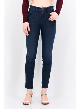 Women Skinny Fit Washed Stretchable Denim, Navy