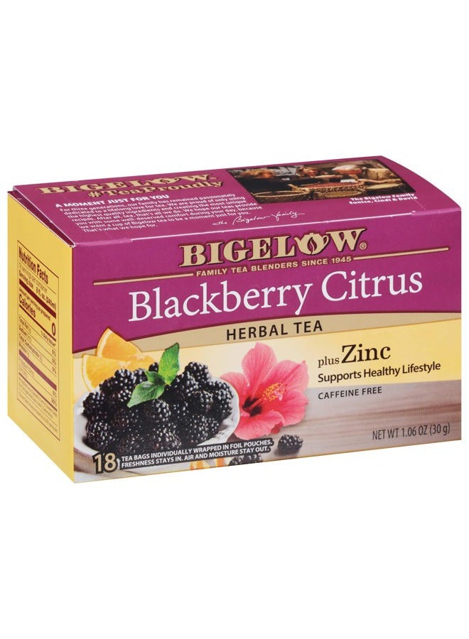 Bigelow Tea شاي الأعشاب بالتوت الحمضي وزنك، 18 كيس (عبوة من 1)، 18 كيس شاي إجمالي - Image 1