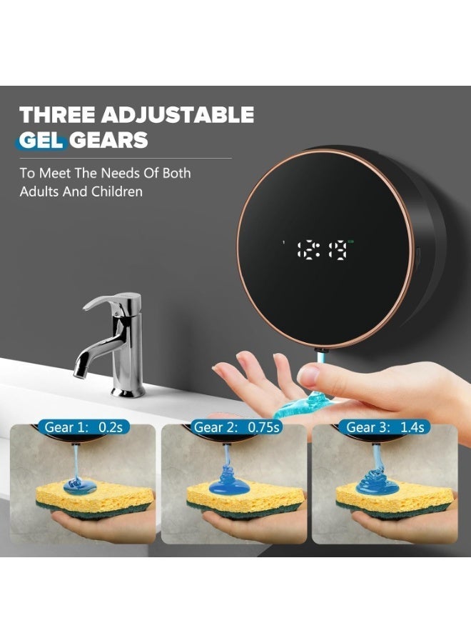 Automatic Soap Dispenser 3 Levels Adjustable Automatic Washing-Up Liquid Dispenser Wall Mounted No Drilling 300 ml for Shower Kitchen Black - Image 4