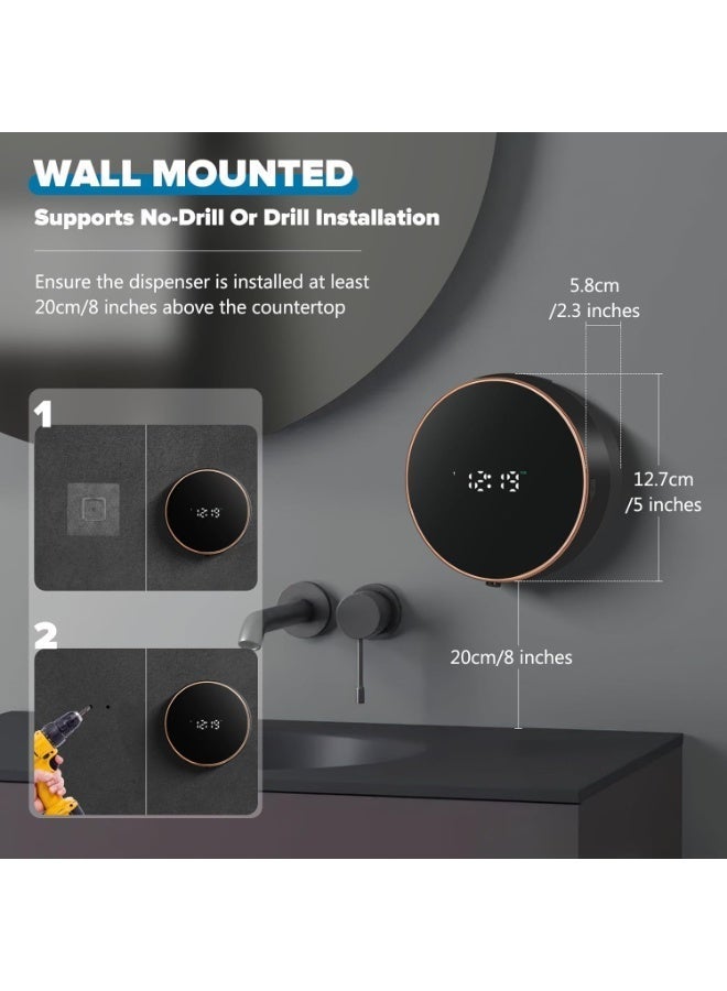 Automatic Soap Dispenser 3 Levels Adjustable Automatic Washing-Up Liquid Dispenser Wall Mounted No Drilling 300 ml for Shower Kitchen Black - Image 2