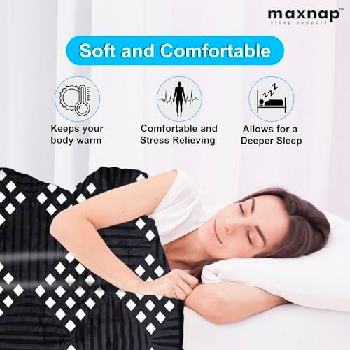 MAXNAP Cloudrest - Black Geometric Pattern All-Weather AC Blanket for Double Bed – 300 GSM Ultra Soft, Lightweight & Breathable – 220x240 cm, Ideal for Year-Round Use - Image 5