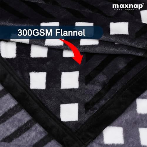 MAXNAP Cloudrest - Black Geometric Pattern All-Weather AC Blanket for Double Bed – 300 GSM Ultra Soft, Lightweight & Breathable – 220x240 cm, Ideal for Year-Round Use - Image 3