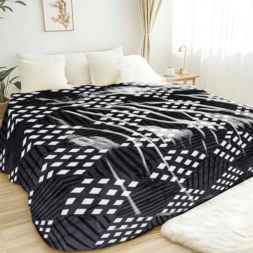MAXNAP Cloudrest - Black Geometric Pattern All-Weather AC Blanket for Double Bed – 300 GSM Ultra Soft, Lightweight & Breathable – 220x240 cm, Ideal for Year-Round Use - Image 1