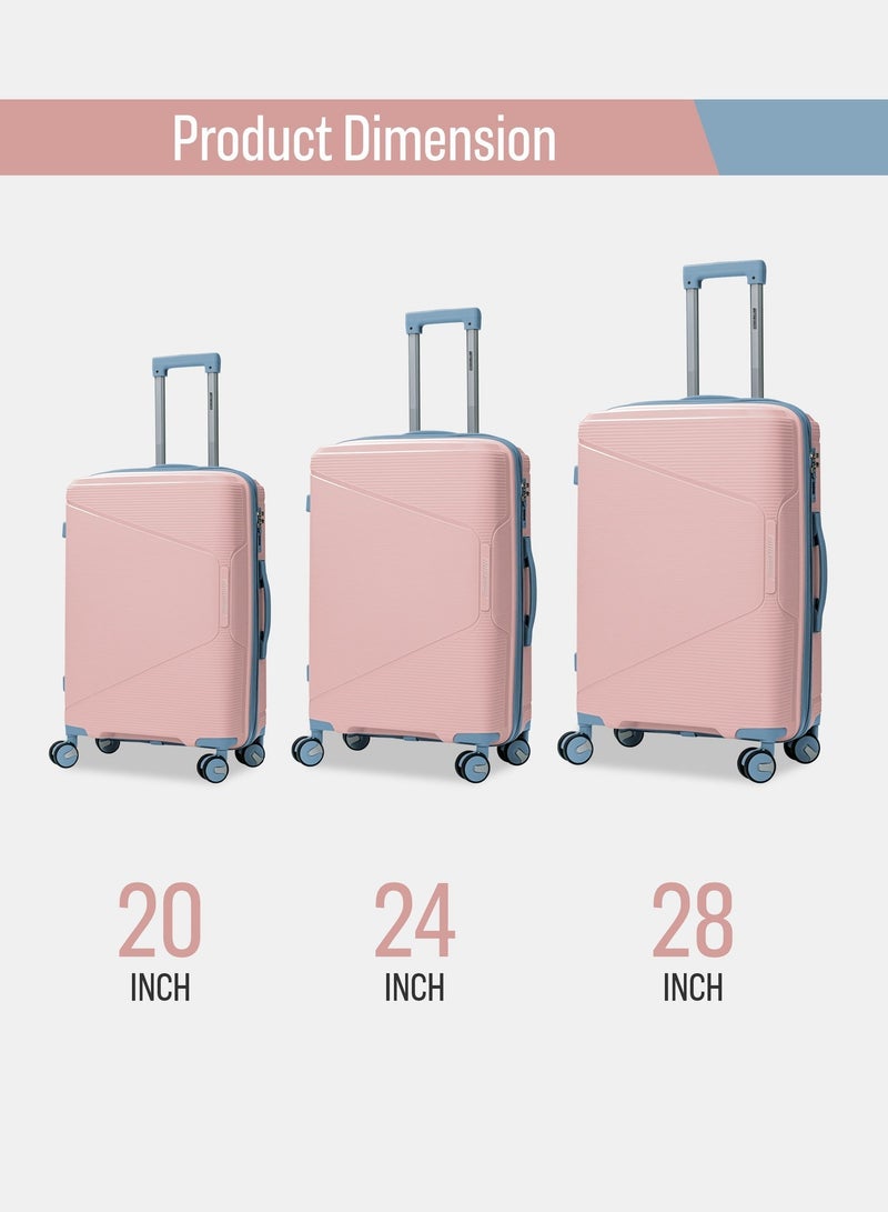 السياحية البريطانية مجموعة حقائب سفر بريتيش توريستر الصلبة من البولي بروبيلين، مكونة من 3 قطع، مزودة بقفل إدارة أمن النقل (TSA) | حقائب سفر خفيفة الوزن بعجلات دوارة بزاوية 360 درجة | حقائب ترولي متينة لسفر آمن (صغير، متوسط، كبير) - وردي مرجاني - Image 2