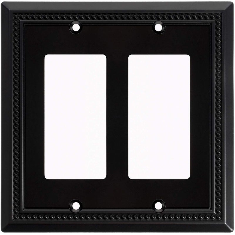 Henne Bery Sunken Pearls Heavy Duty Decorative Wall Plate Switch Plate Outlet Cover Double Decorator Matte Black