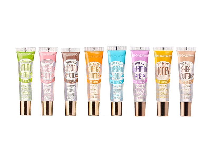 Ruby Kisses Broadway VitaLip Clear Lip Gloss 8 Pack UltraHydrating  Soothing Formula with Vitamins HighShine NonSticky Finish Lip Balm with Mint Rosehip Coconut Mango Argan Honey Shea