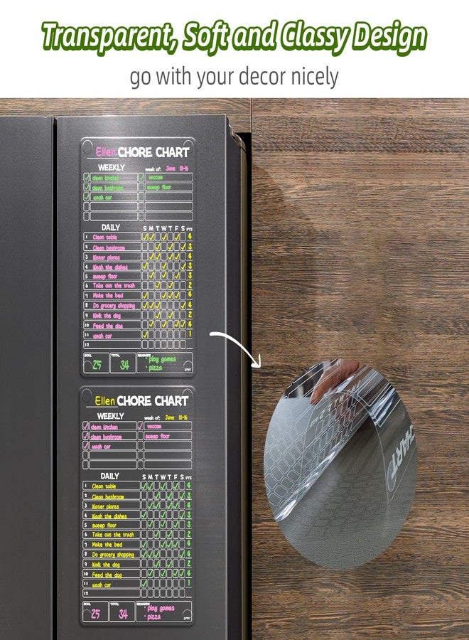 JJPRO Non-Magnetic Dry Erase Chore Chart for Fridge, 8.5"x13" Clear Reusable Chore Board, Dry Erase Chore Chart for Refrigerator,Cabinet,Wall&Glass, All Smooth Surfaces - Image 5