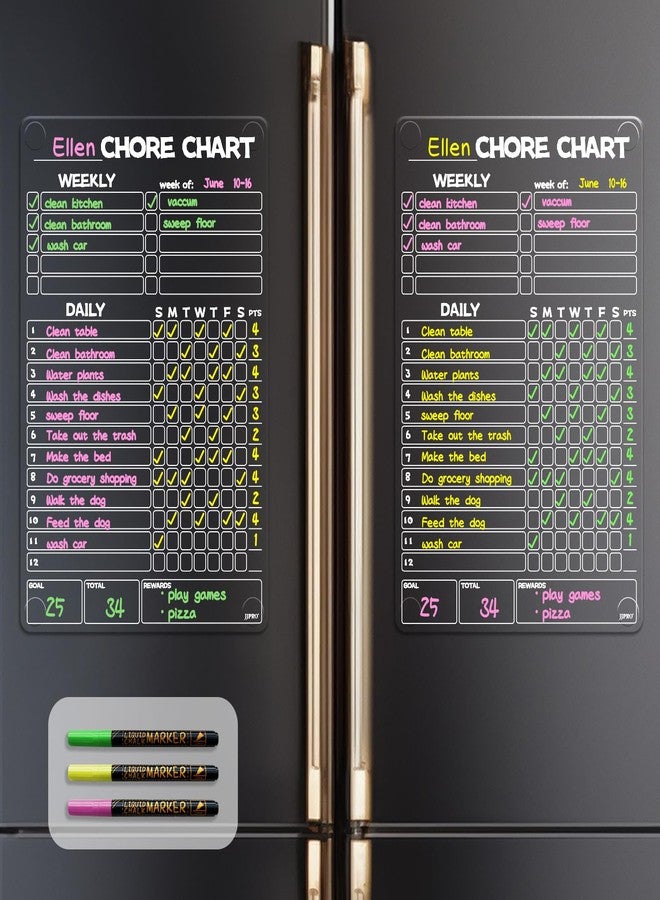 JJPRO Non-Magnetic Dry Erase Chore Chart for Fridge, 8.5"x13" Clear Reusable Chore Board, Dry Erase Chore Chart for Refrigerator,Cabinet,Wall&Glass, All Smooth Surfaces - Image 1