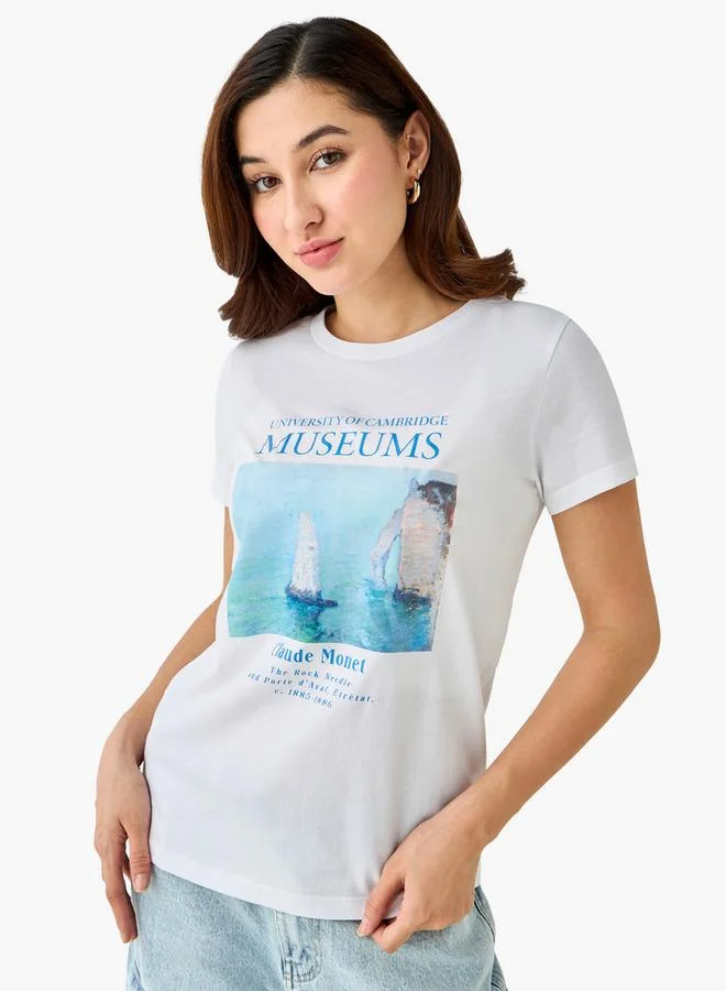 SP Characters Cotton T-shirt with Claude Monet Graphic Print