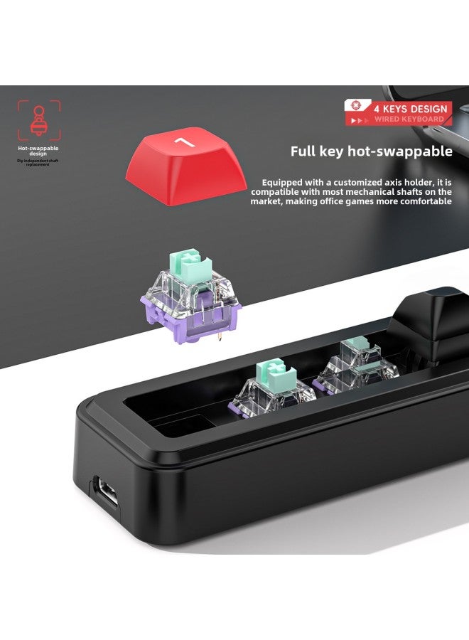 4-key Wired Hot-plug Macro Definition Game Mechanical Keyboard Source Manufacturer-Color:Transparent Black 816a (with Knob) - Image 4