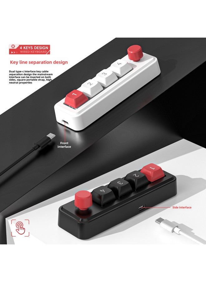 4-key Wired Hot-plug Macro Definition Game Mechanical Keyboard Source Manufacturer-Color:Transparent Black 816a (with Knob) - Image 3