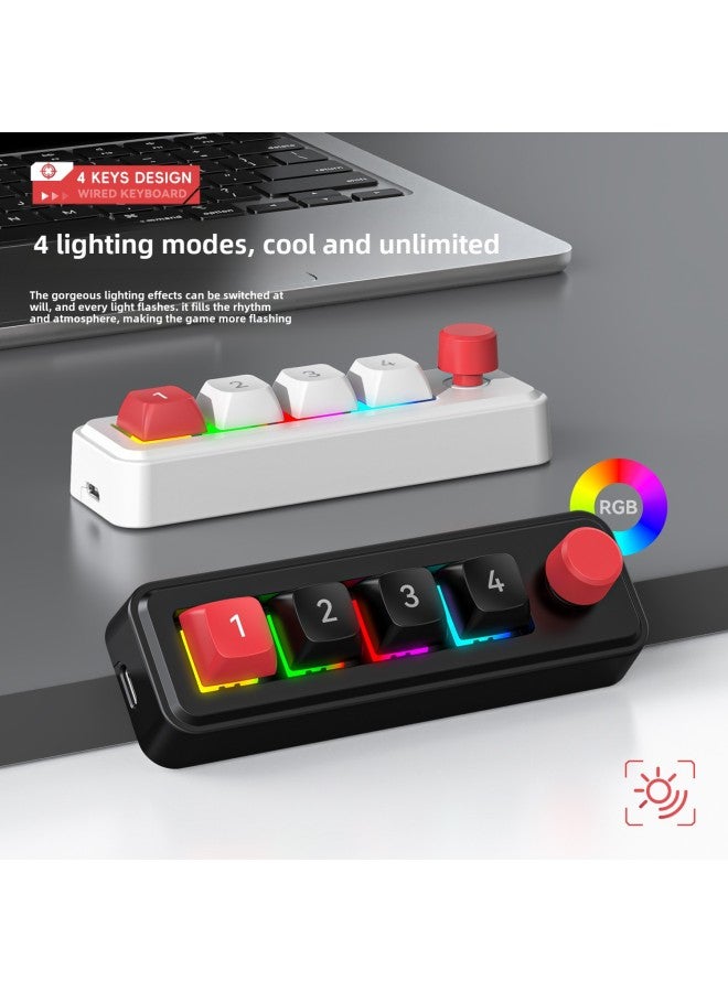 4-key Wired Hot-plug Macro Definition Game Mechanical Keyboard Source Manufacturer-Color:Transparent Black 816a (with Knob) - Image 5