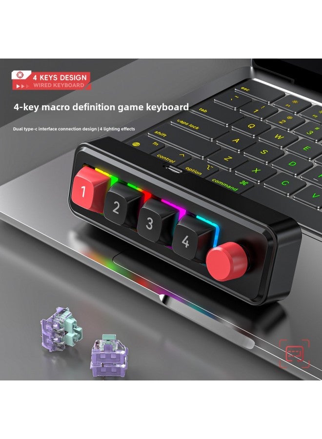 4-key Wired Hot-plug Macro Definition Game Mechanical Keyboard Source Manufacturer-Color:Transparent Black 816a (with Knob) - Image 2