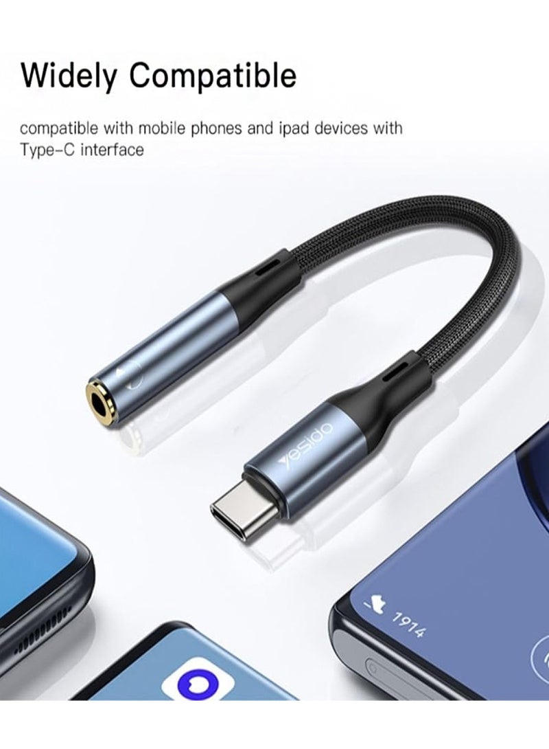 يسيدو – محول صوت YAU38 12 سم متوافق مع معظم أجهزة واجهة التوصيل من النوع C – أسود - Image 3