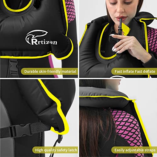 Rrtizan Snorkel Vest, Adults Portable Inflatable Swim Vest Jackets for Snorkeling Swimming Diving Safety(Black) - Image 3