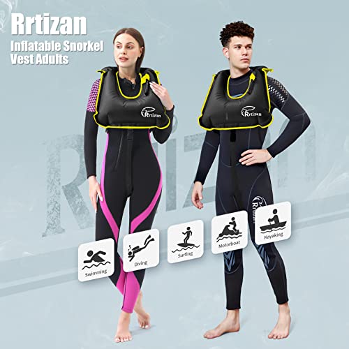 Rrtizan Snorkel Vest, Adults Portable Inflatable Swim Vest Jackets for Snorkeling Swimming Diving Safety(Black) - Image 2