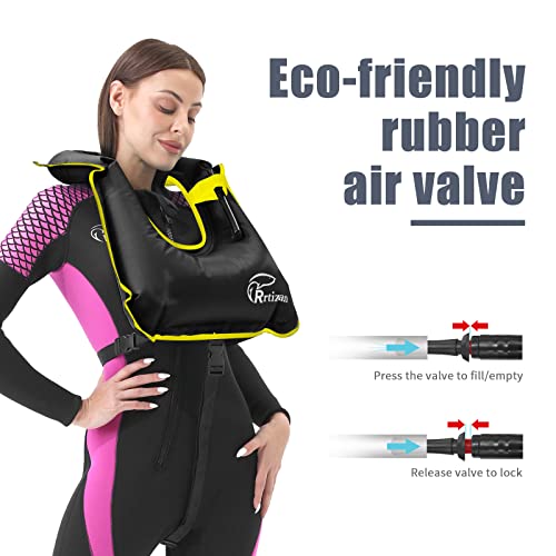 Rrtizan Snorkel Vest, Adults Portable Inflatable Swim Vest Jackets for Snorkeling Swimming Diving Safety(Black) - Image 4