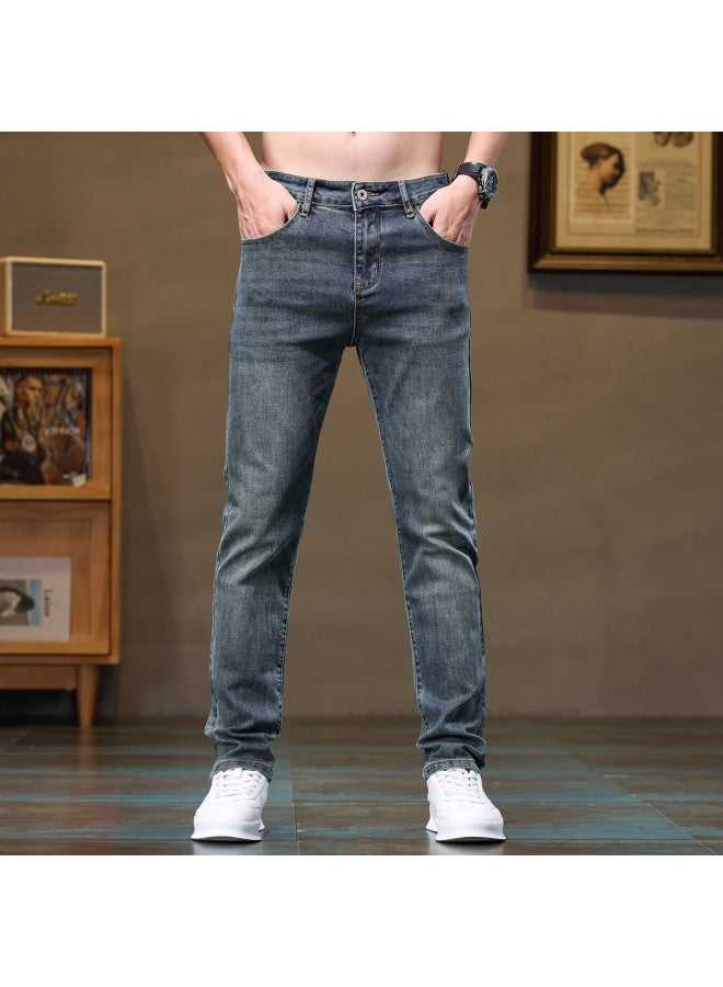 Fapai Autumn And Winter Men's Jeans Men's Straight Leg Pants Washed Stretch Versatile Casual Trousers Men's Pants - Image 3