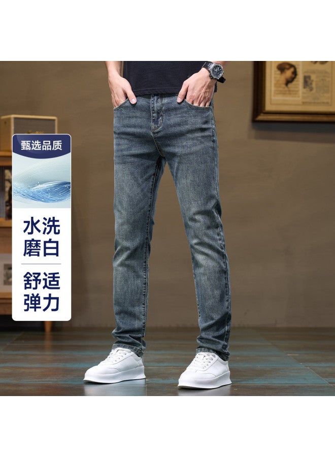 Fapai Autumn And Winter Men's Jeans Men's Straight Leg Pants Washed Stretch Versatile Casual Trousers Men's Pants - Image 2